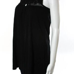 Emma & Sam Black Crochet Scoop Neck Top Sz XS